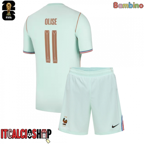 Francia Michael Olise #11 Seconda Maglia Bambino Mondiali 2026 Manica Corta (+ Pantaloni corti)